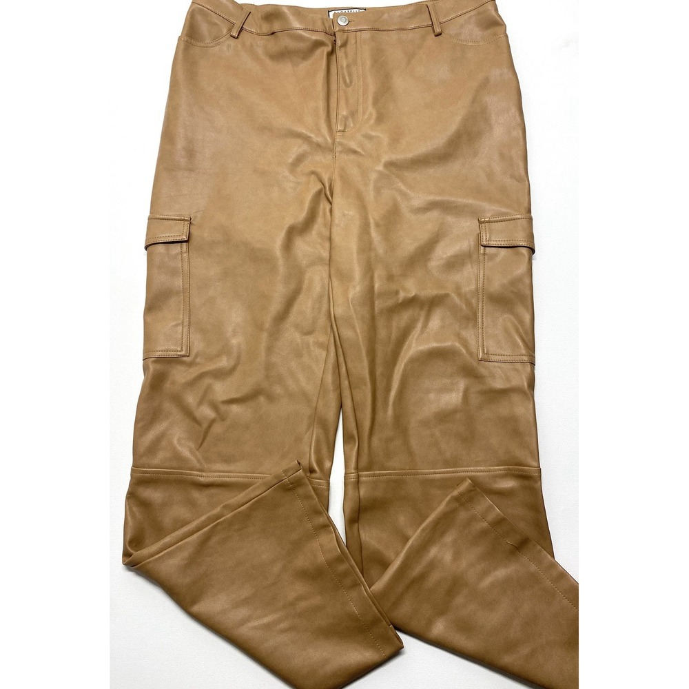 Bagatelle Womens Beige Tan Faux Leather Cargo Pants Size XL